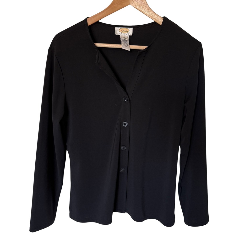 Talbots Cardigan Womens‎ Small Petite Black Excellent Button Front Rayon Blend